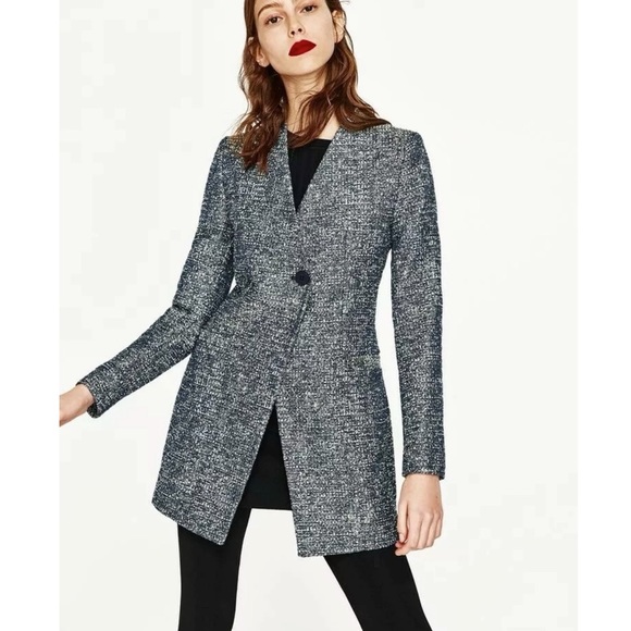 Zara Shiny Tweed Coat - Picture 1 of 15